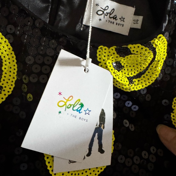 Black Sequin Dress with Yellow Smiley Faces LOLA & The Boys - Picture 3 of 7